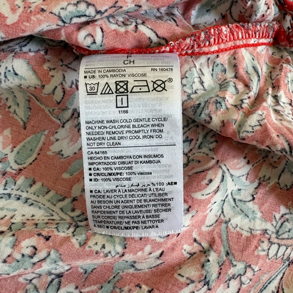 Old Navy Small Maternity Coral Orange with Blue Floral Pattern Dress - Picture 6 of 10